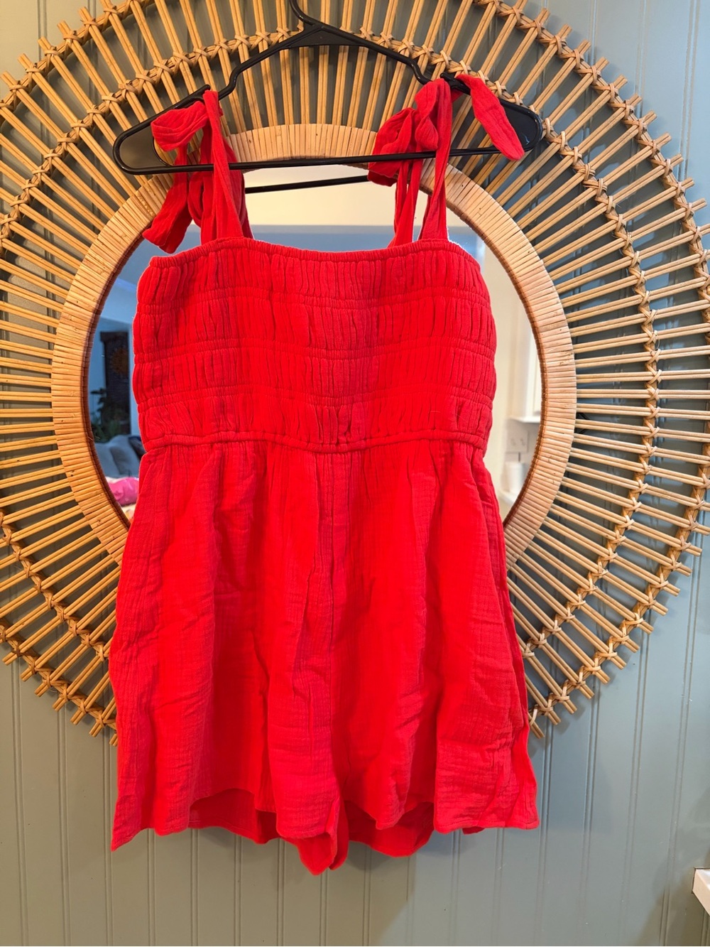 Needii Red Cotton Romper - size M NWT